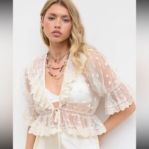 Cider Sheer White Lace Blouse